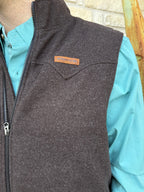 Men's Heather Brown Fleece Full-Zip Vest