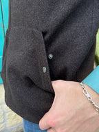 Men's Heather Brown Fleece Full-Zip Vest