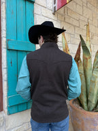 Men's Heather Brown Fleece Full-Zip Vest