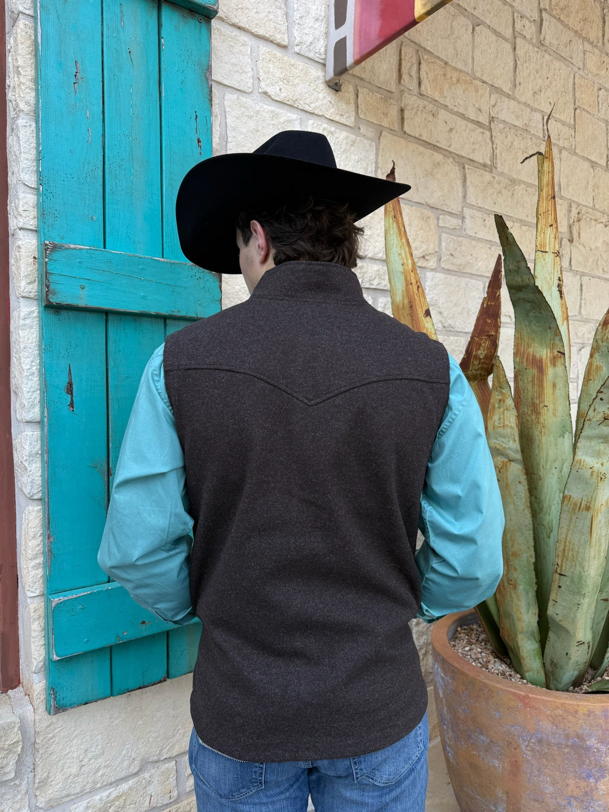 Men's Heather Brown Fleece Full-Zip Vest