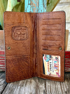 Women's Natural Leather Blanket Inlay Tooled Wallet