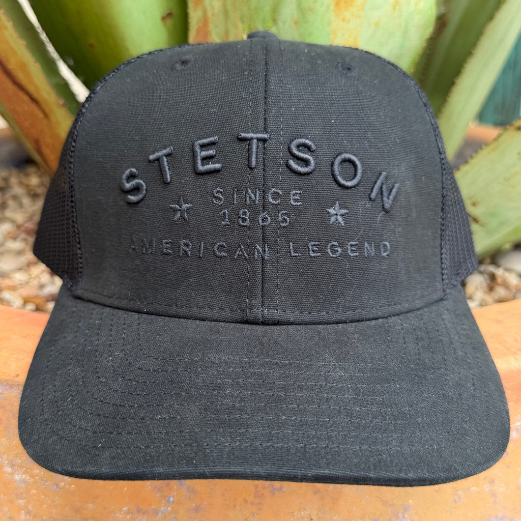 Men's Stetson Black Embroidered Logo Cap