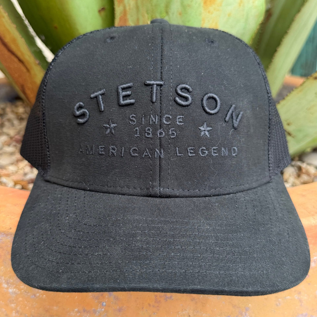 Men's Stetson Black Embroidered Logo Cap