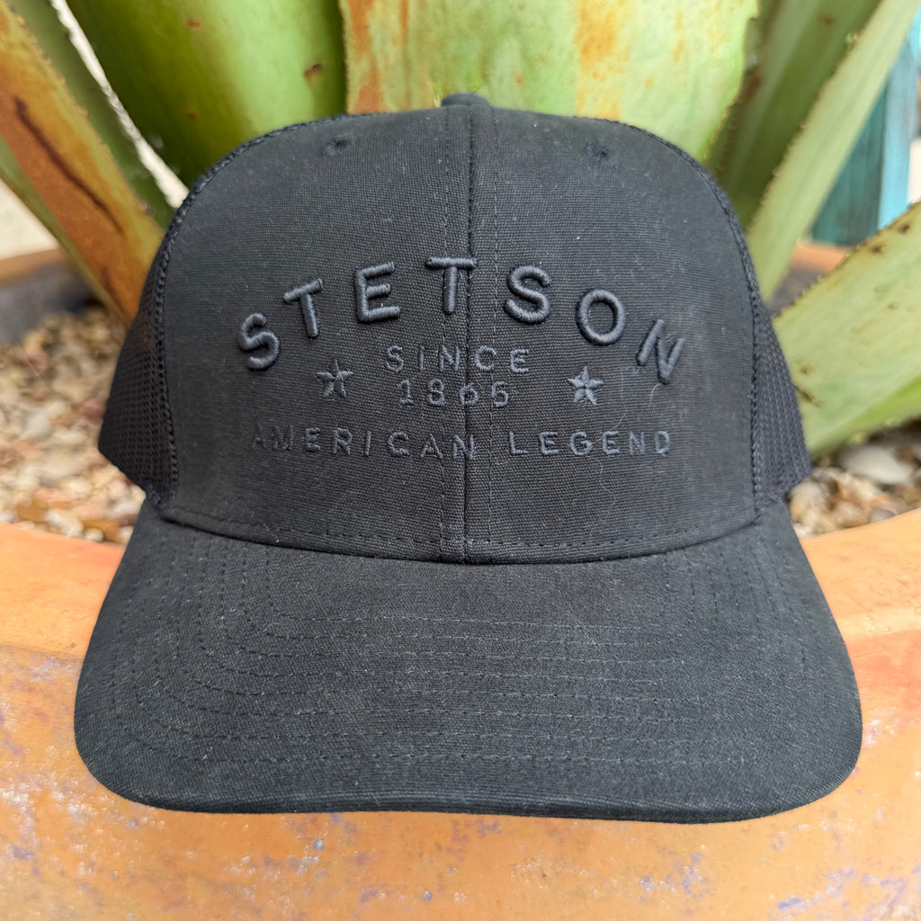 Men's Stetson Black Embroidered Logo Cap