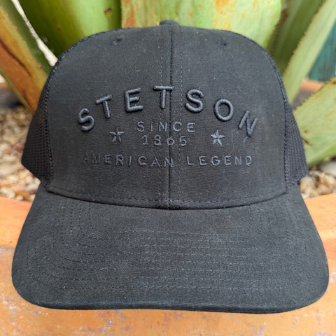 Men's Stetson Black Embroidered Logo Cap