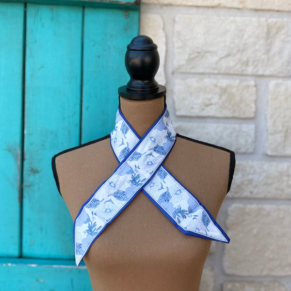 Blue Botanical Floral Twilly Wildrag