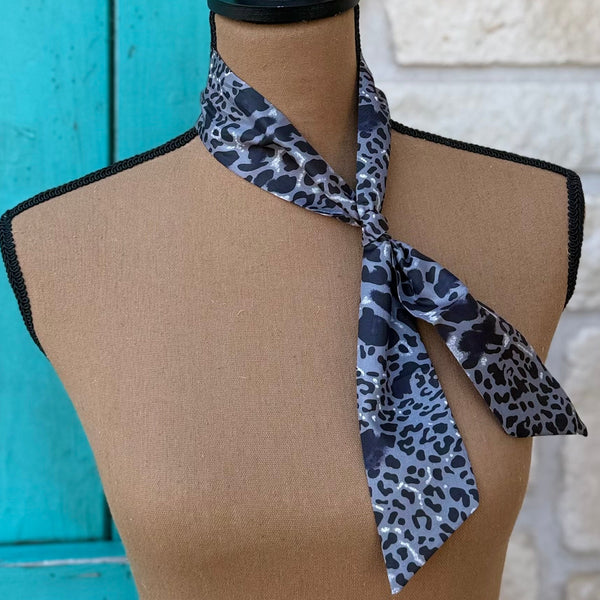 Grey Leopard Print Twilly Wild Rag