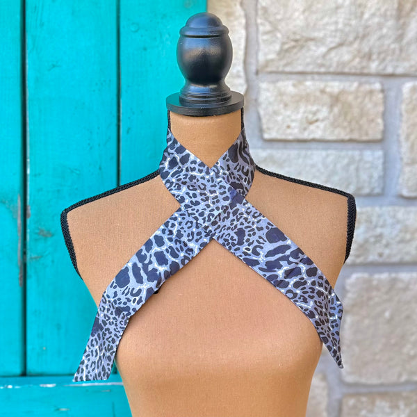 Grey Leopard Print Twilly Wild Rag