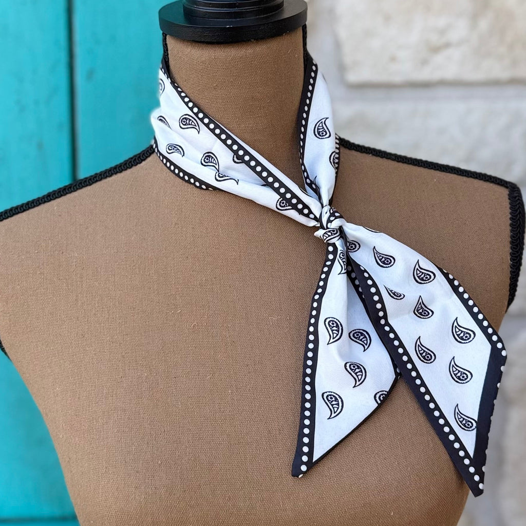 White & Black Paisley Twilly Wild Rag
