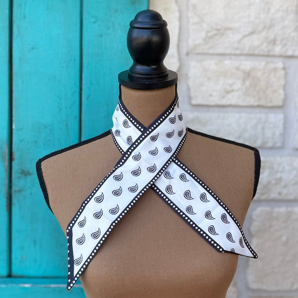 White & Black Paisley Twilly Wild Rag