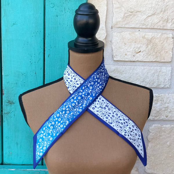Blue & White Floral Twilly Wild Rag