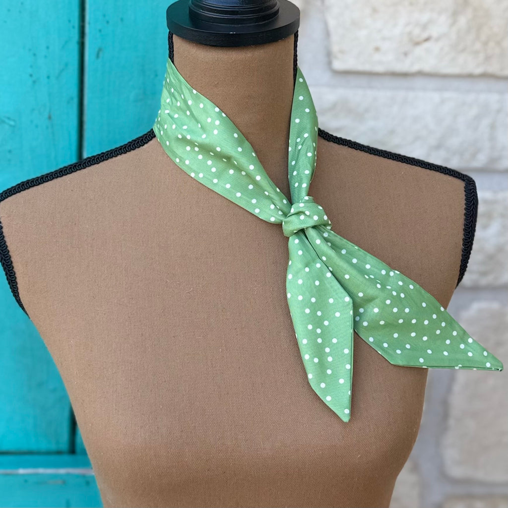 Sage Green Polka Dot Twilly Wild Rag