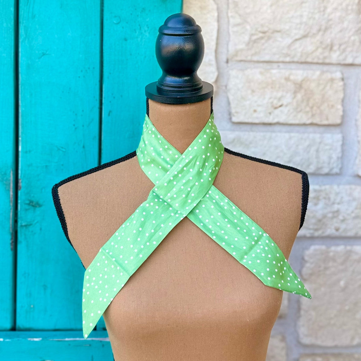 Sage Green Polka Dot Twilly Wild Rag