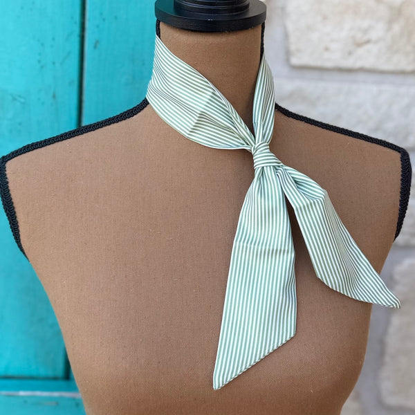 Sage Green Pinstripe Twilly Wild Rag