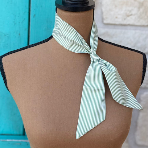 Sage Green Pinstripe Twilly Wild Rag