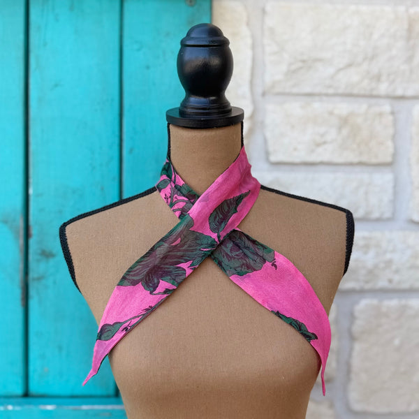 Pink Tropical Palm Twilly Wild Rag