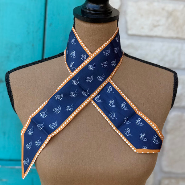 Navy & Bronze Paisley Twilly Wild Rag