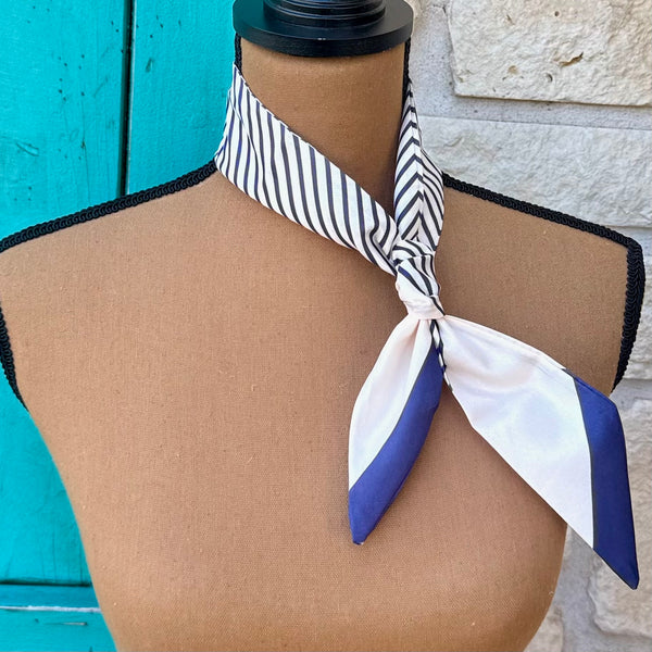 White & Navy Stripe Twilly Wild Rag