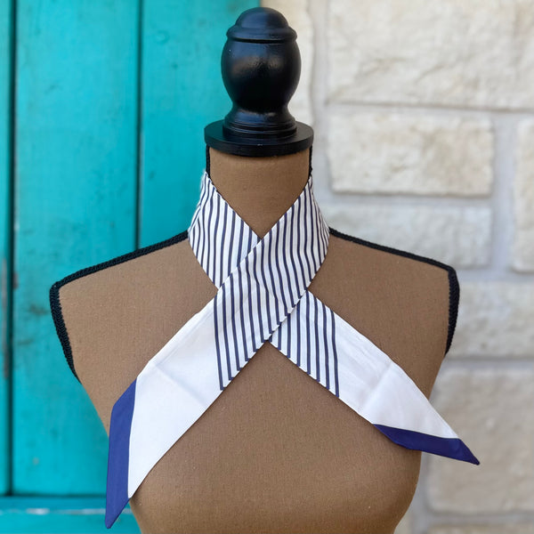 White & Navy Stripe Twilly Wild Rag
