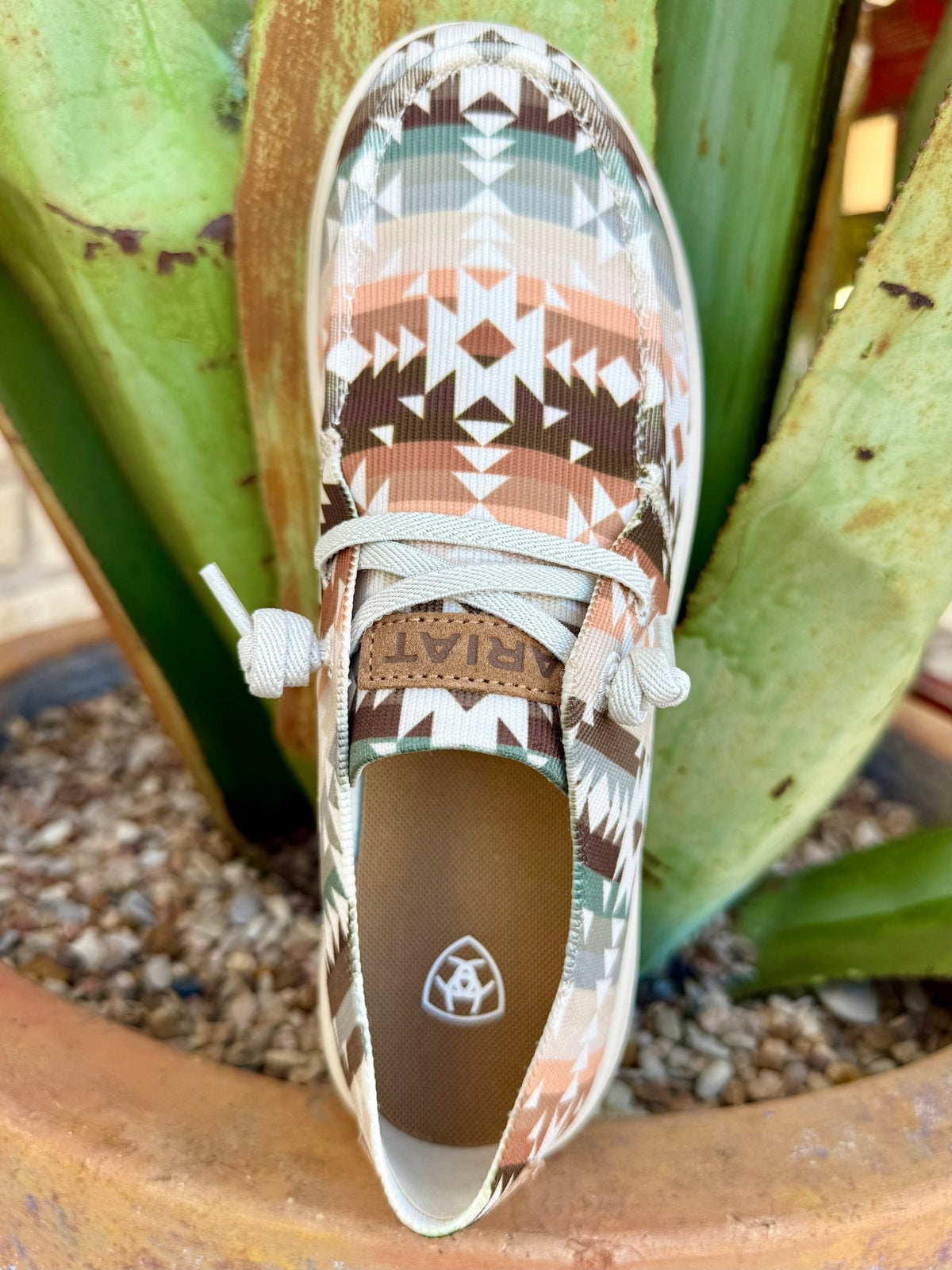 Women's Ariat Hilo Natural Brown Sage Aztec-Inspired Slip-On