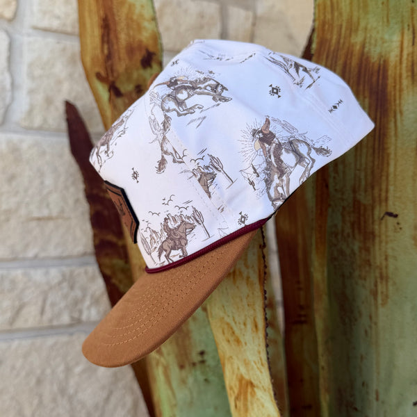 Men's Red Dirt White Cowboy Print Patch Cap