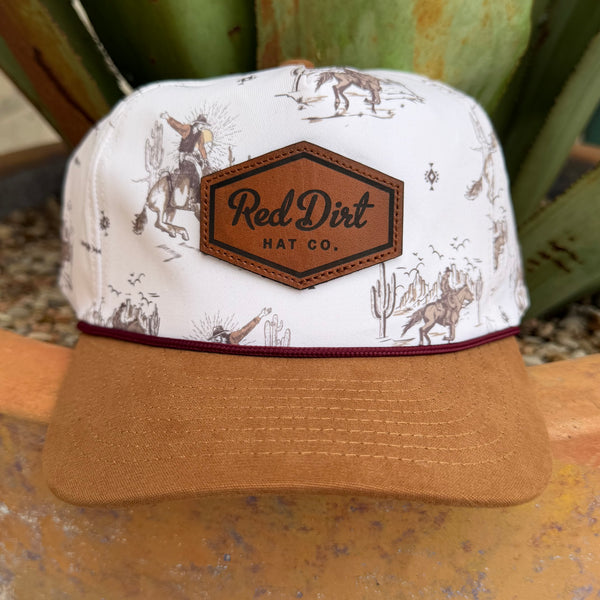 Men's Red Dirt White Cowboy Print Patch Cap