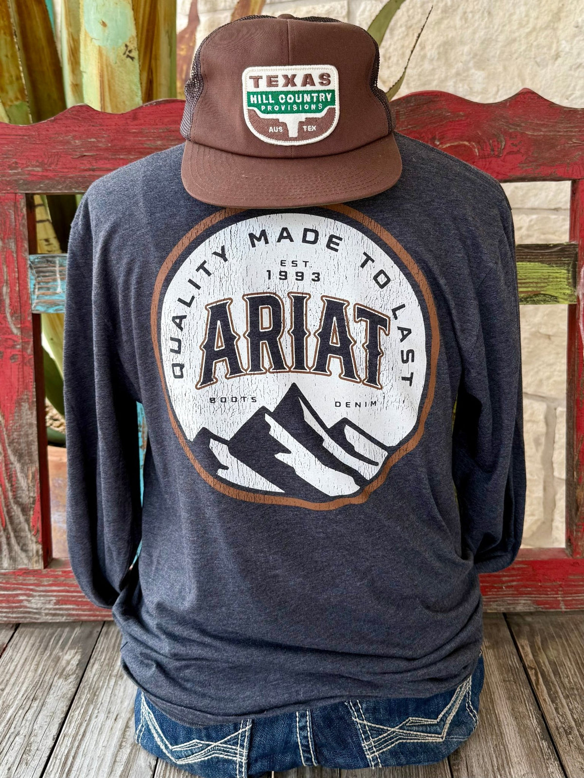 Men's Ariat Long Sleeve Logo Mountain T-Shirt