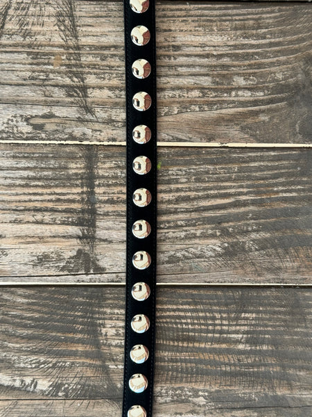 Ladies Black  Studded Skinny Belt