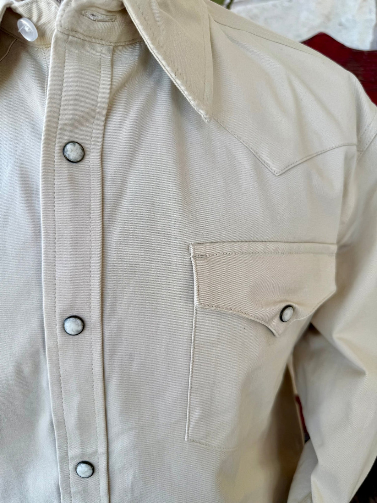 Men's Panhandle Slim Beige Pearl Snap Long Sleeve Shirt