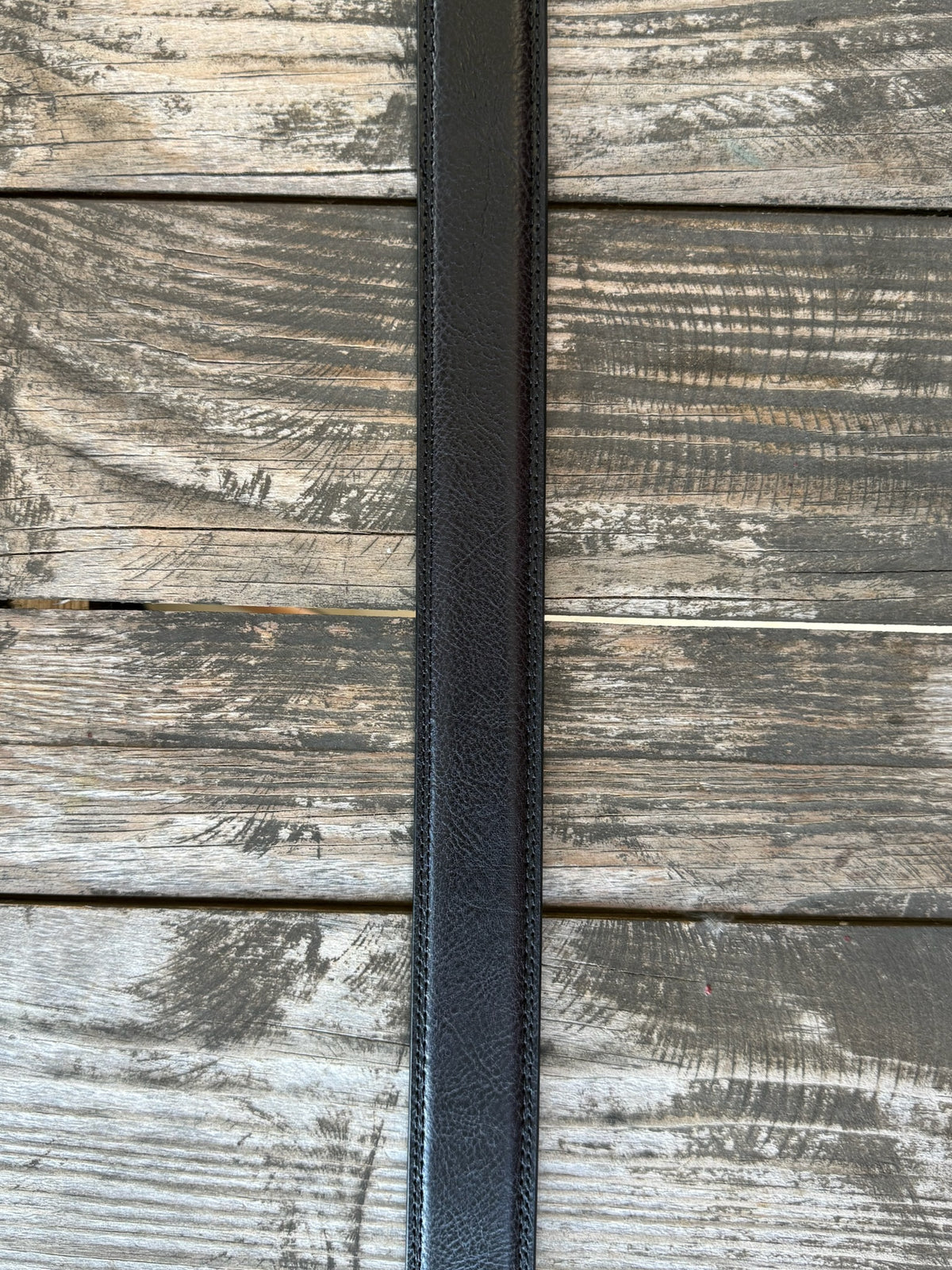 Men's Black Leather Tapered Belt with 3-Piece Silver Buckle Set