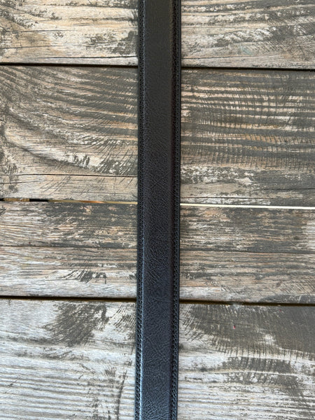 Men's Black Leather Tapered Belt with 3-Piece Silver Buckle Set