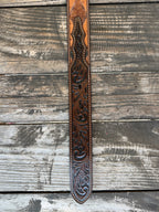 Men's Leather Ostrich Print Patch Western Belt