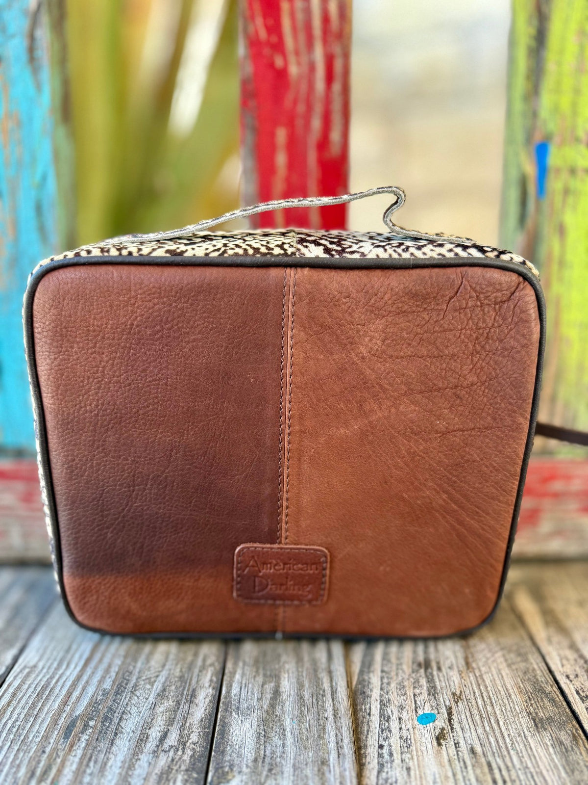 Women's Black Natural Hair-On Hide Makeup & Jewelry Case