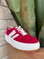 Women's Madden Girl Livvyy Red Suede Platform Sneaker