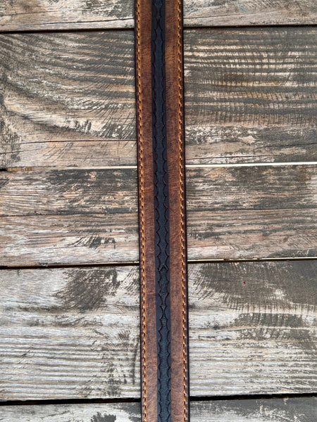 Men's Scallop Tooled Leather Belt