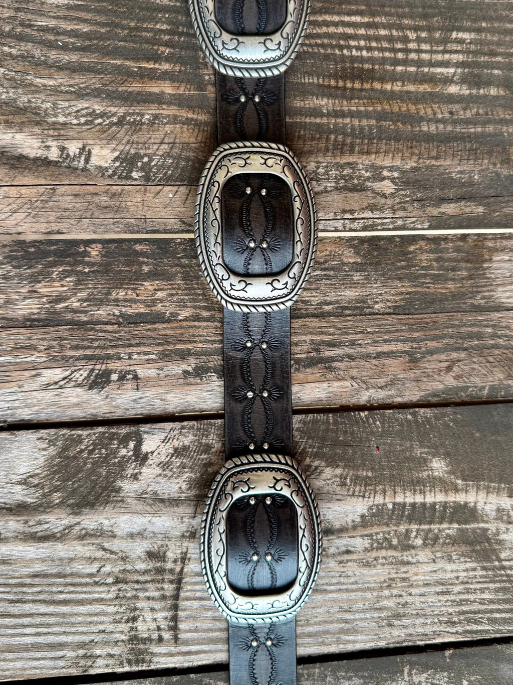 Ladies Black Leather Stud Belt with Silver Buckle Set
