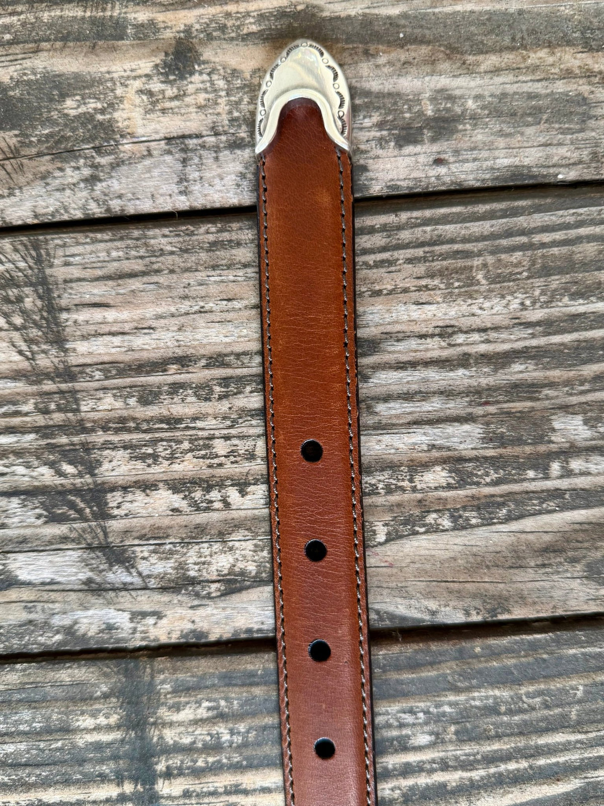 Ladies Brown Leather Western Belt with Silver Buckle Set
