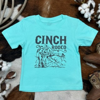 Infant Cinch Short Sleeve T-Shirt  in the color sage with "Cinch Rodeo" and a cowboy an bull graphic - MTT7671096- Available at Blair's Western Wear located in Marble Falls TX
