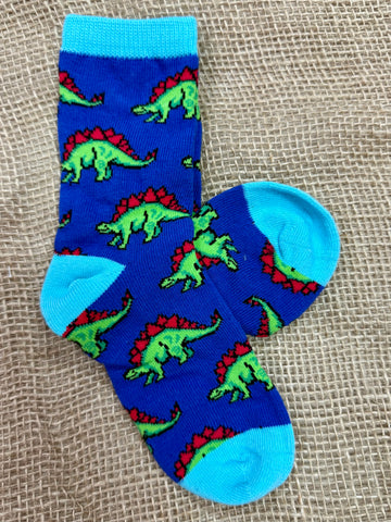 Kids Socksmith Dinosaur Socks Stegosaurus in Navy, with soft cotton blend for comfort, and reinforced heel and toe for durability - KC70104. Available at Blair's Western Wear, Marble Falls, TX.
