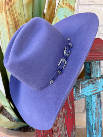 Ladies Bailey Western wool felt cowboy hat in Grape, featuring a silver-tone double buckle hatband and a structured wool design for lasting comfort - W23RDC. Available at Blair's Western Wear, Marble Falls, TX.