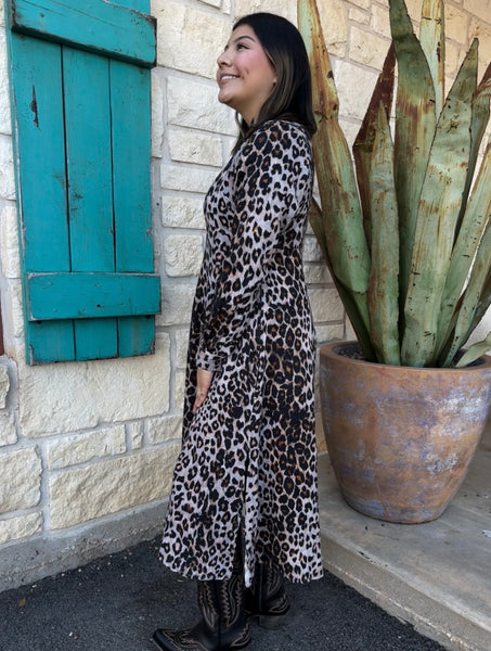 This Ivy Jane Leopard Gauze Dress blends lightweight comfort with bold, effortless style. Its flowy silhouette, v-notch neckline, and breezy gauze fabric make it an easy statement piece for any day. Perfect for adding a little wild charm to your wardrobe. Available at BLAIR'S Western Wear located in Marble Falls,TX. 
