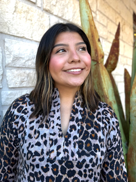 This Ivy Jane Leopard Gauze Dress blends lightweight comfort with bold, effortless style. Its flowy silhouette, v-notch neckline, and breezy gauze fabric make it an easy statement piece for any day. Perfect for adding a little wild charm to your wardrobe. Available at BLAIR'S Western Wear located in Marble Falls,TX. 
