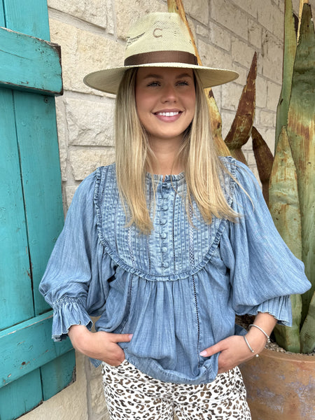 Chambray Ladies Ivy Jane Top - 360337; Blair's Western Wear