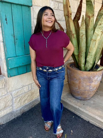 Ladies Lovervet Jeans Medium Wash Wide Leg Jean in medium wash, high-rise waist for a flattering fit with raw hem and slight distressing - LV1246. Available at Blair's Western Wear, Marble Falls, TX.