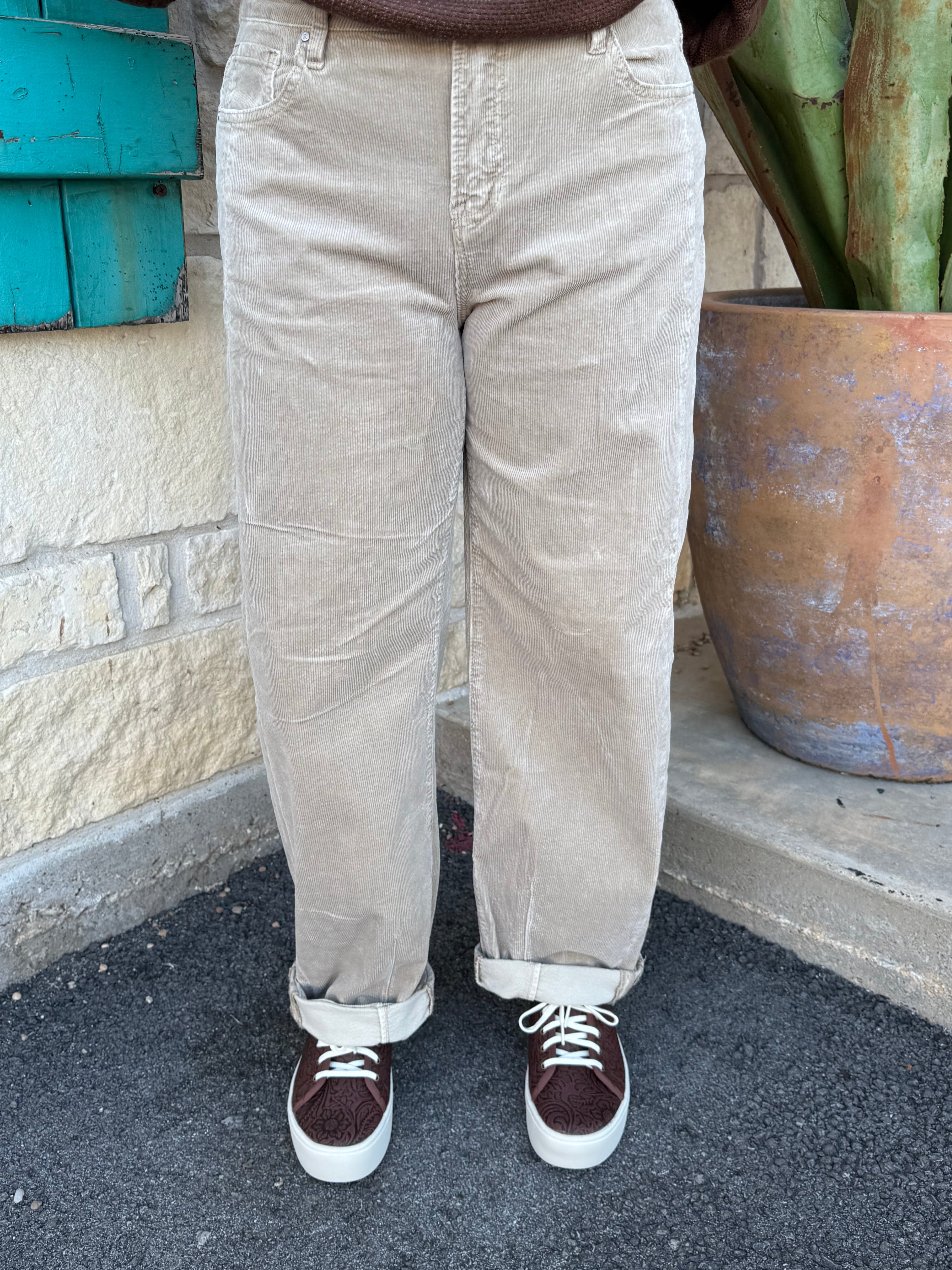 These Risen High Rise Cropped Barrel Corduroy Jeans bring effortless style to your everyday look with their soft corduroy feel and relaxed barrel-leg fit. Finished with a cropped length and classic pockets, they’re the perfect blend of comfort and trend. Available at BLAIR'S Western Wear located in Marble Falls TX.
