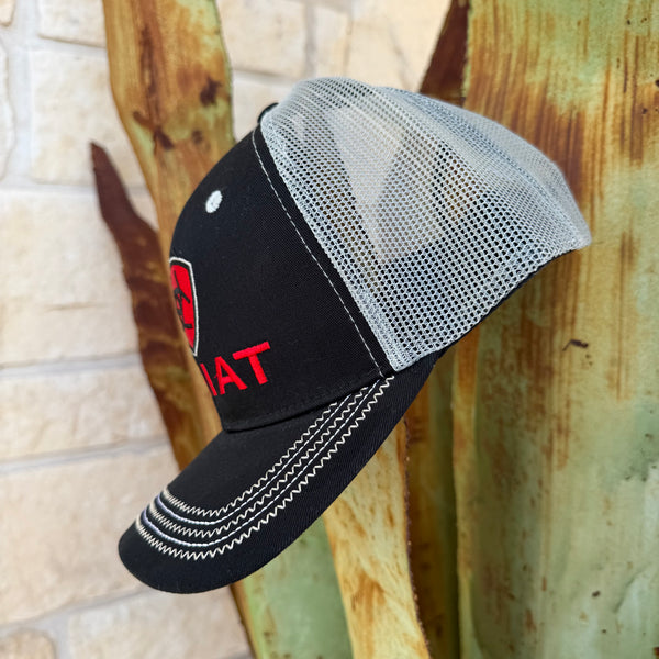 Men's Ariat Black with Red Logo Cap