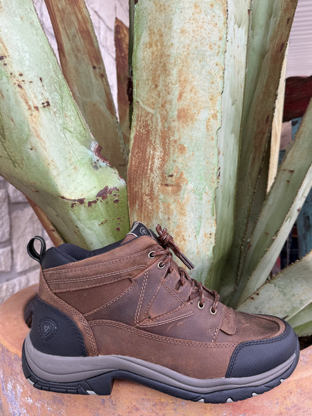 Men's distressed brown full-grain leather and Cordura lace-up boot with round toe and rugged rubber outsole — Blair's Western Wear Marble Falls TX