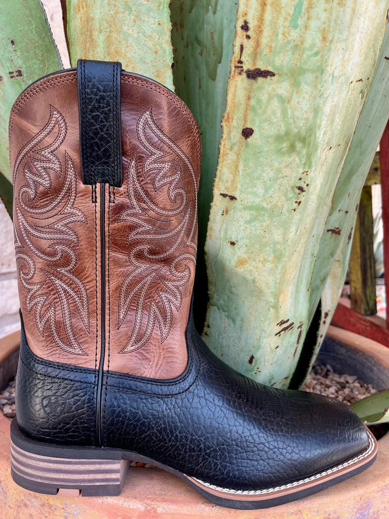 Men's Ariat Western Boots in Black and Brown, premium leather, ergonomic ATS® comfort, and lightweight SMARTLITE™ sole - 10061173. Available at Blair's Western Wear, Marble Falls, TX.