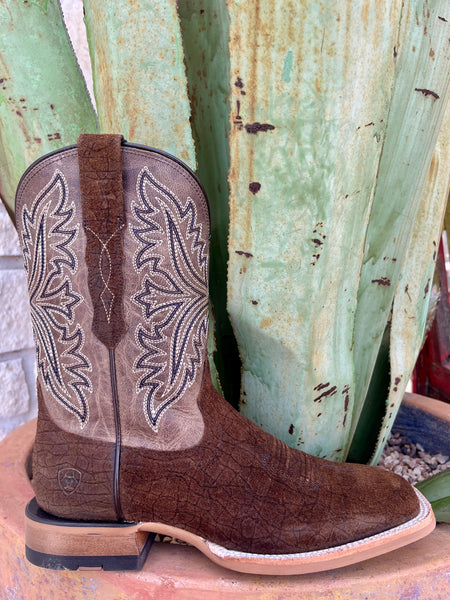 Men's Ariat Western Boots Roughout/Conquest Brown, built with TekStep™ for full-foot cushioning, with durable roughout leather foot and stitched shaft detailing - 10061241. Available at Blair's Western Wear, Marble Falls, TX.