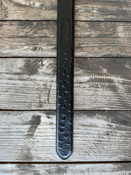 Men's Black Ostrich Print Leather Belt